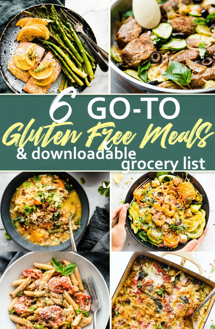 6 Go-To Gluten Free Meals and Grocery Shopping List