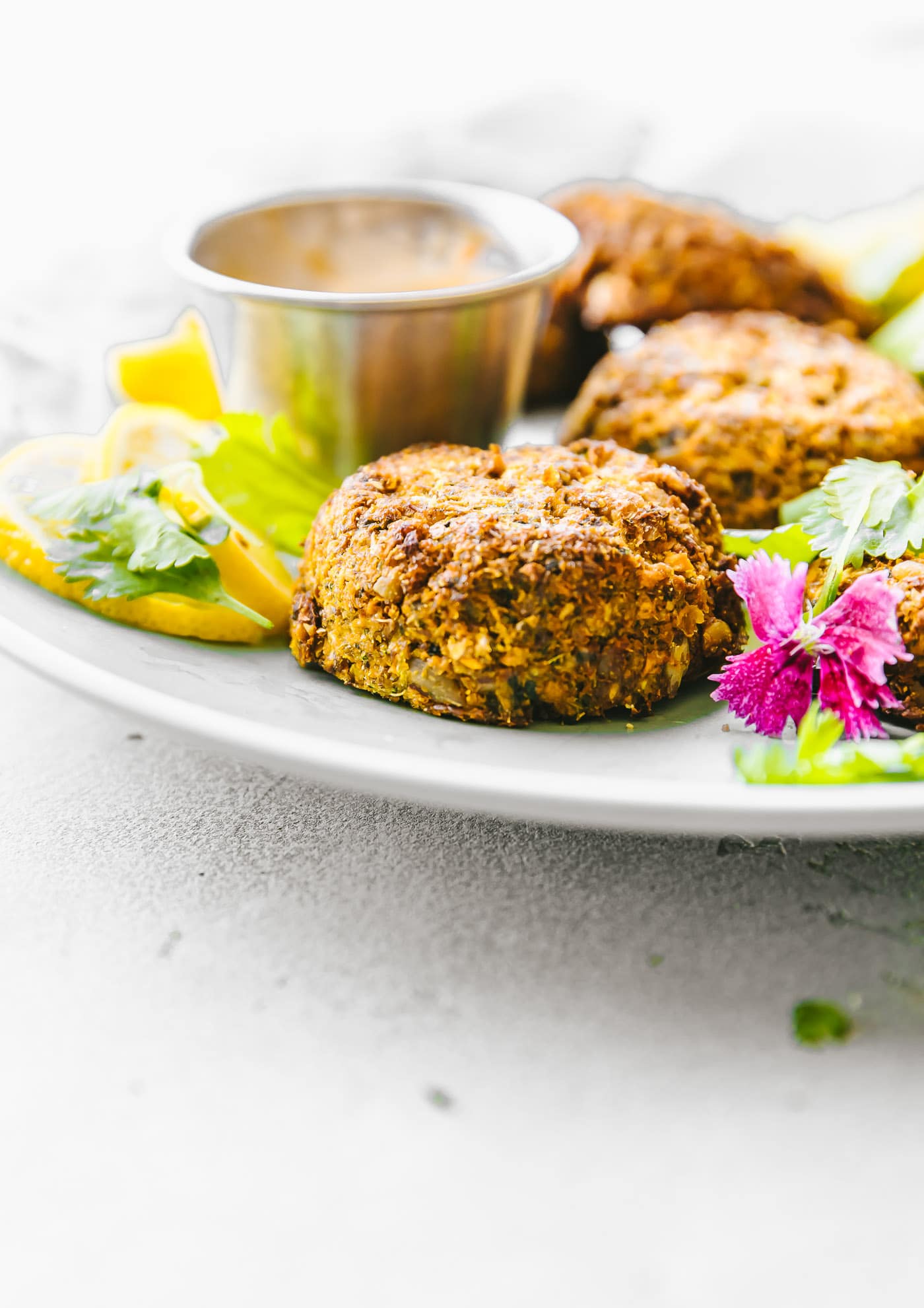 Cilantro Ranch Sweet Potato Cauliflower Patties, baked or cooked in air fryer! Cauliflower patties that are delicious, quick, and #healthy! No eggs needed. #vegetarian #paleo {permalink}