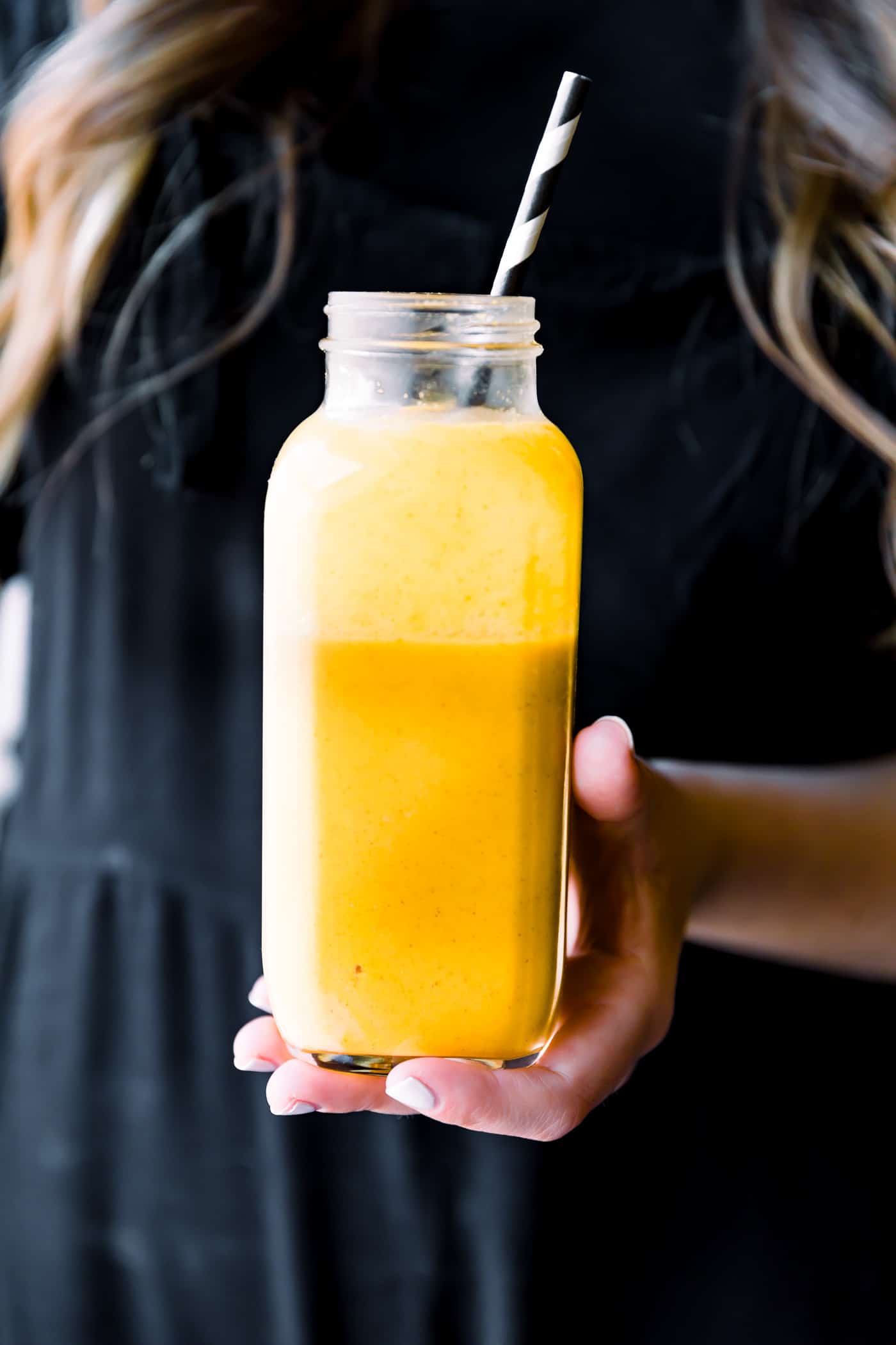 These Orange Probiotic Immunity Boosting Smoothies are perfect for breakfast on the go. A vegetable and fruit based yogurt smoothie rich in vitamin C, Vitamin A, fiber, and Calcium. No sugars added.
