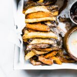 air fryer Baked sweet potato dessert fries (churro style) - vegan option-