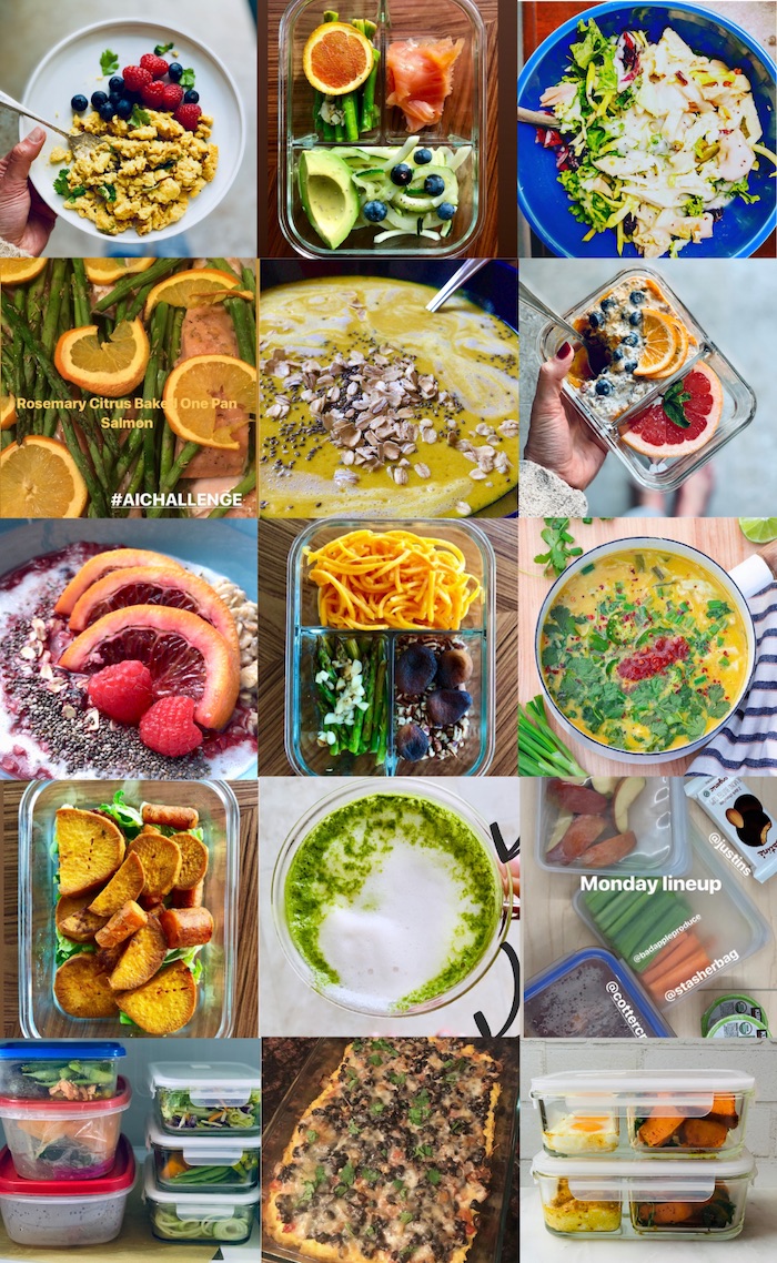 Collage of recipe images for Anti-inflammatory meal plan meal prep challenge recap