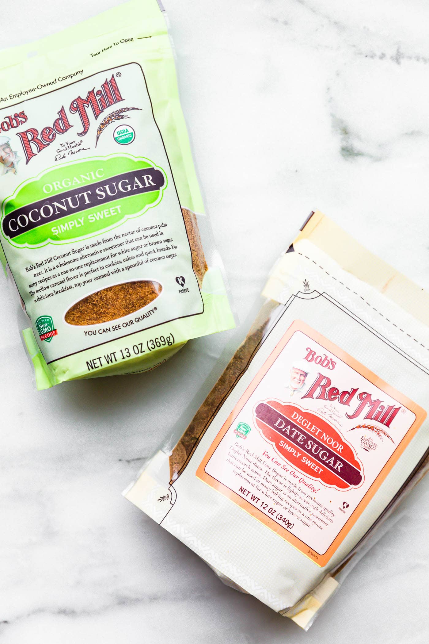Two bags Bob's Red Mill of refined sugar free sugars