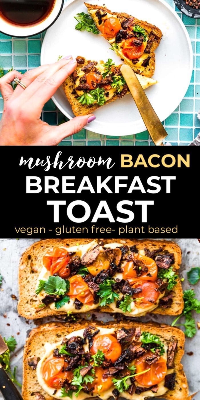 mushroom bacon toast - hummus toast pin