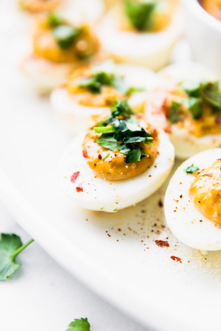 easy deviled eggs made with chipotle mayo