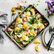 Spring roasted vegetable and baked eggs (sheet pan meal, paleo, whole 30 )