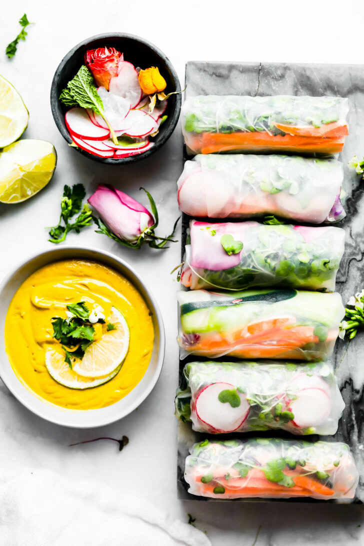 Vegan Spring Roll Recipe with Ginger Curry Dipping Sauce