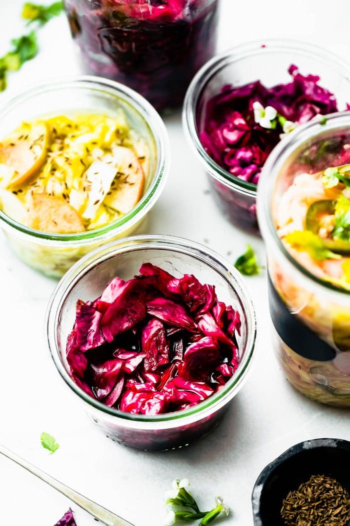 photo shows how to make sauerkraut in 4 different flavors