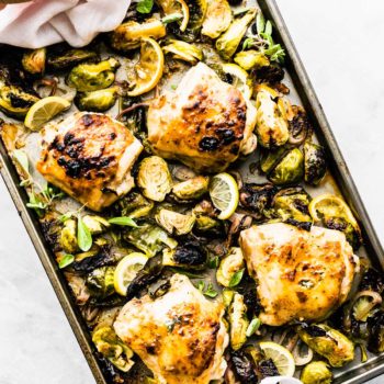 Sheet pan chicken and brussel sprouts
