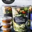 dan dan noodle cups with zoodles and sauces on side