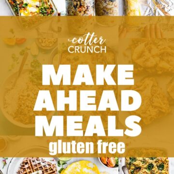 Collage of healthy meals with text overlay for make ahead meals made gluten free