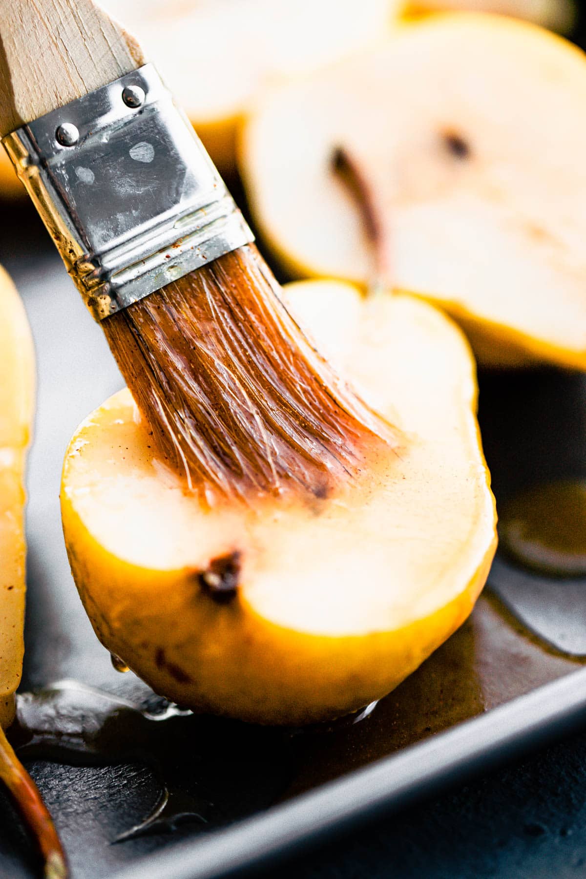 glazed pears on sheet pan