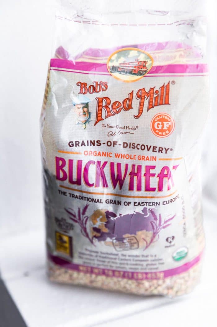 buckwheat groats in bag with Bob's Red Mill logo