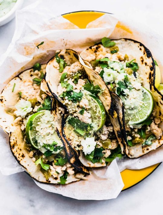 Turkey tacos are always a delicious and healthy dinner, but add roasted green chiles and the Southwest flavor is amazing! Make this easy, gluten free recipe on the stove or in a slow cooker. Vegetarian option. #slowcooker #glutenfree #dairyfree #tacos #turkey #easyrecipe #healthy
