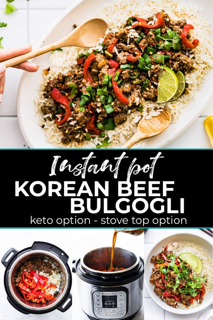 Instant Pot Korean Beef Bulgogi is adapted from the cookbook, Instant Pot Cookbook for Dummies by Elizabeth Ann Shaw. Make this healthy Asian meal for dinner tonight in your electric pressure cooker or on the stove top. Keto recipe option. #keto #instantpot #beef #glutenfree #dinner
