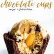 edible cookie dough cups with bite taken out of it, collage