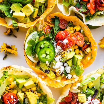 keto taco salad cups with cheese and peppers