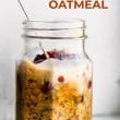 Vegan overnight oats are an easy, nourishing breakfast. Adding pumpkin makes them perfect for fall! Make this pumpkin oatmeal recipe to celebrate the season. They're naturally gluten free, and dairy free as well. #oatmeal #overnightoats #mealprep #vegan #glutenfree #breakfast