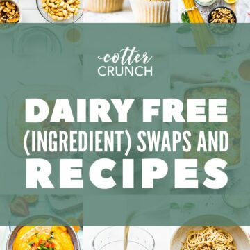 infographic shows common dairy free alternatives for pantry staples