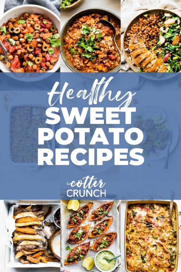 titled pinterest photo collage of healthy sweet potato recipes