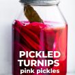 anti-inflammatory snack of pickled turnips in labeled mason jar