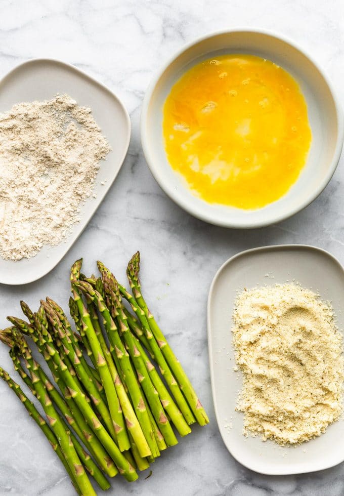 All ingredients arranged together for air fryer asparagus fries