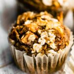 gluten free applesauce muffin with oat topping