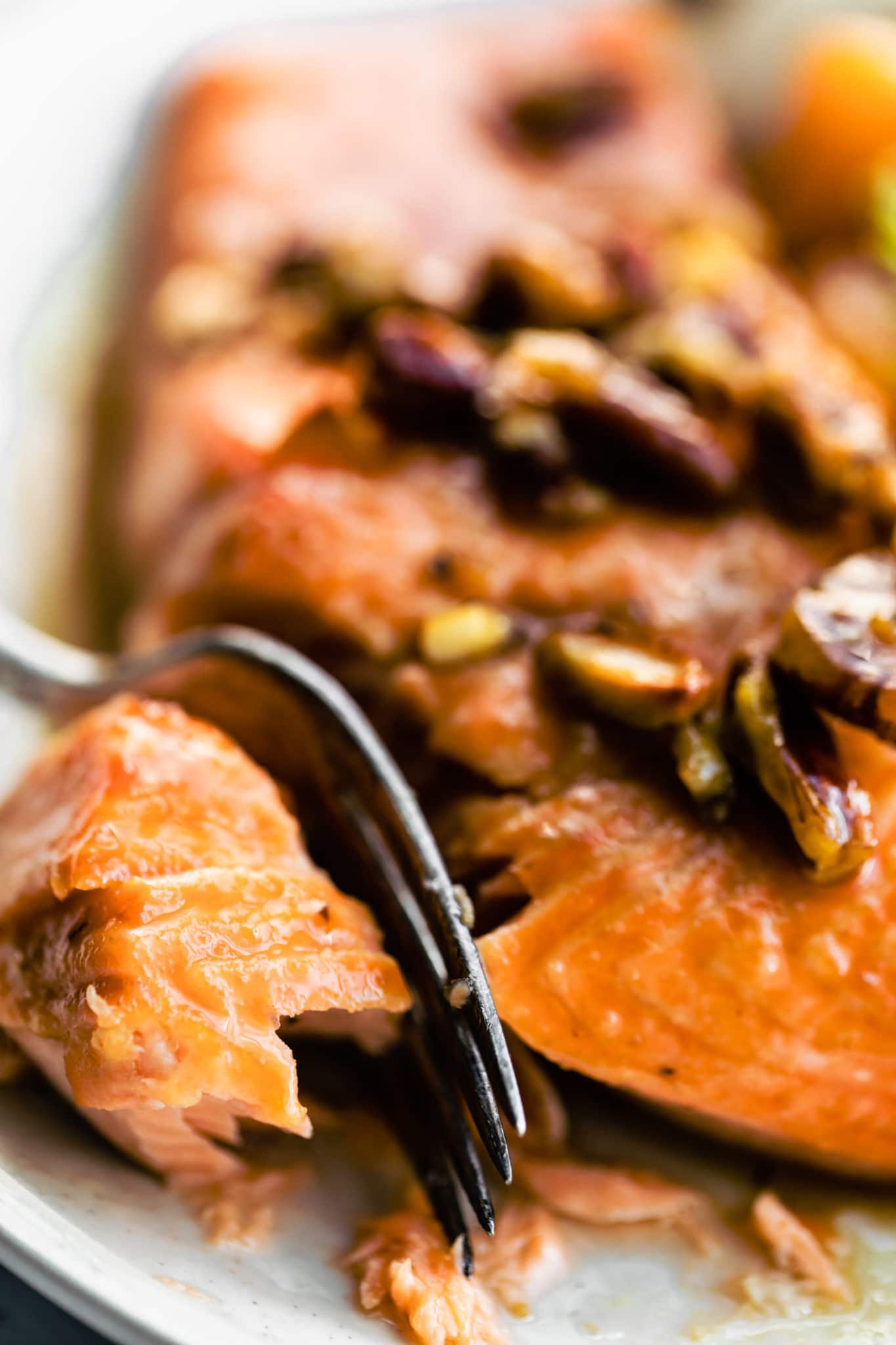 close up image of cooked salmon texture