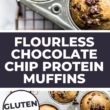 Flourless Chocolate Chip Protein Muffins Pinterest Image