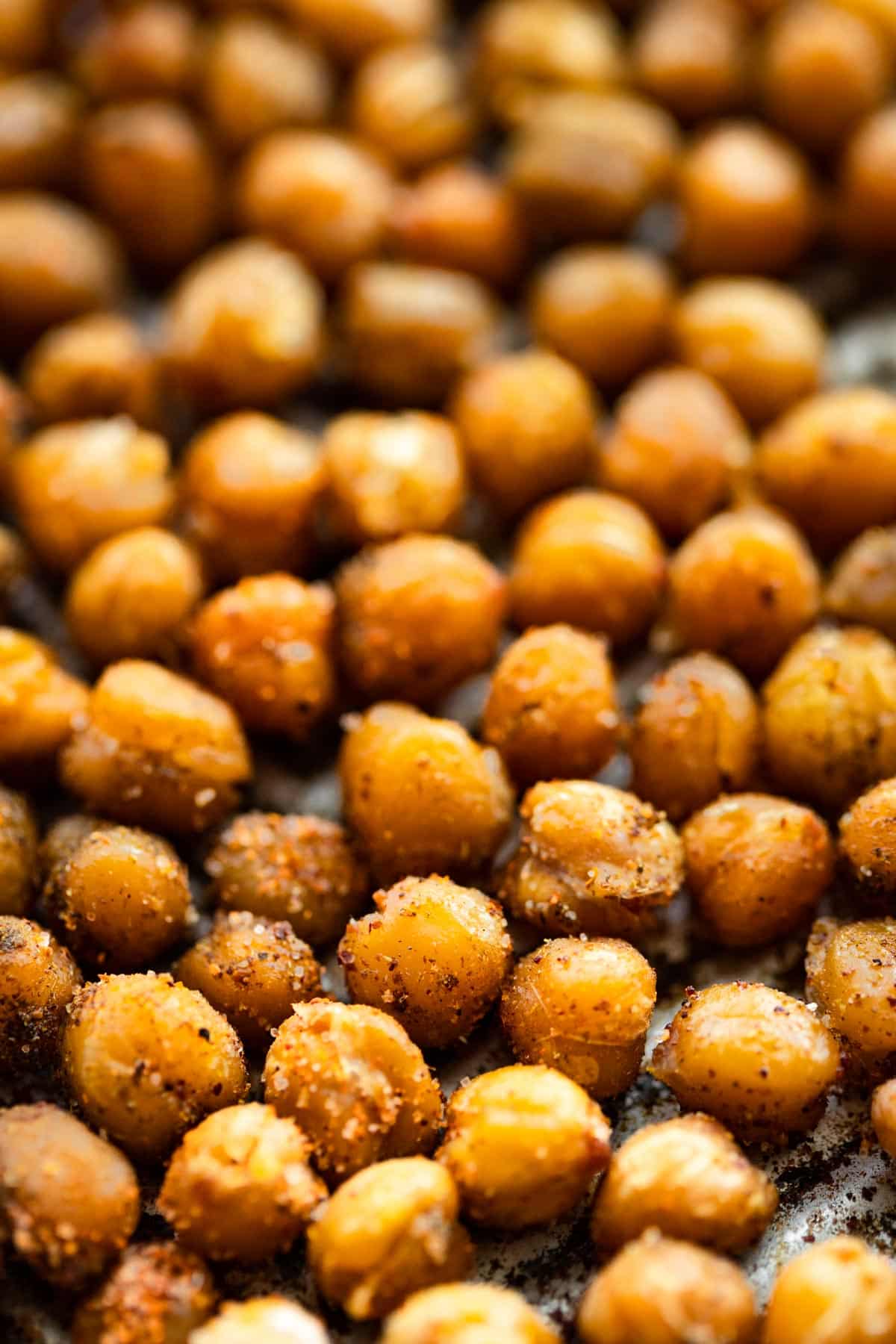 Close up image of savory roasted chickpeas