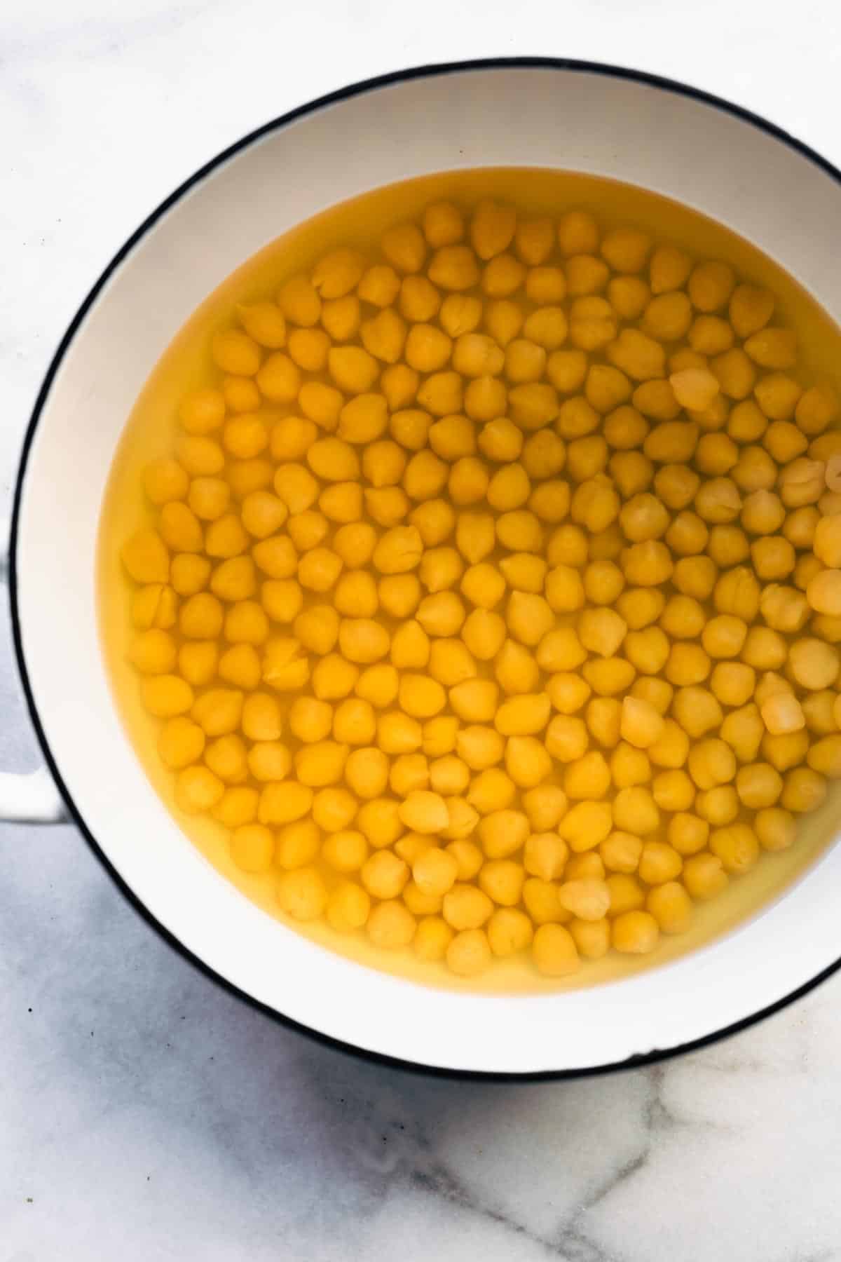 chickpeas and aquafaba in a large pot