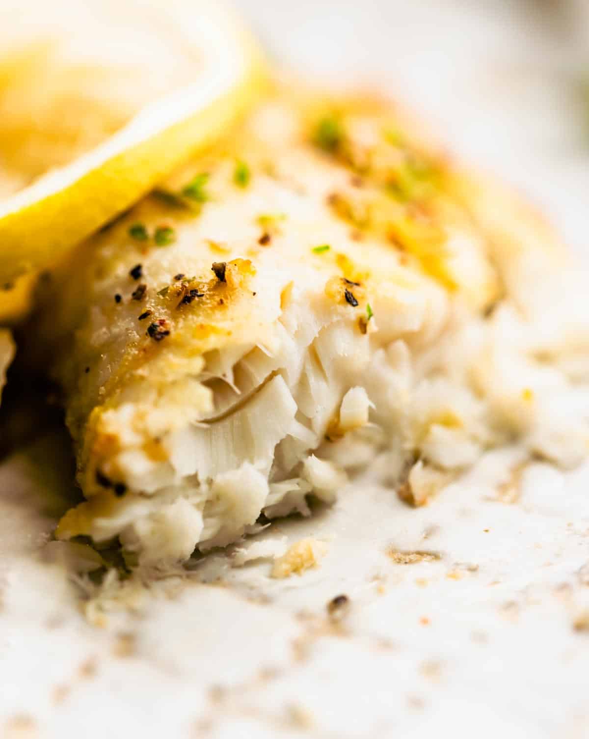 Close up show of cooked Tilapia with topped with seasonings