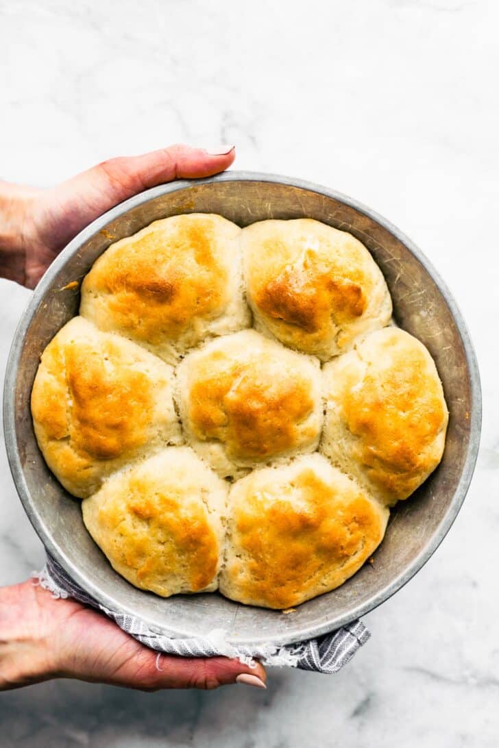 Gluten Free Rolls freshly cooked in a pan.