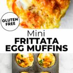 Overhead view mini frittata egg muffins with smoked salmon
